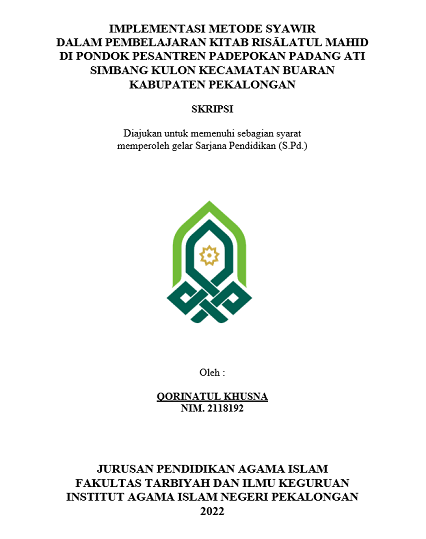 Implementasi Metode Syawir Dalam Pembelajaran Kitab Risalatul Mahid di Pondok Pesantren Padepokan Padang Ati Simbang Kulon Kecamatan Buaran Kabupaten Pekalongan