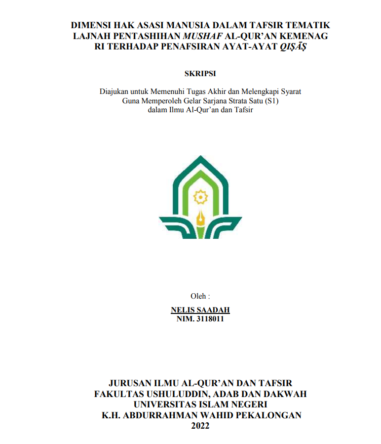 Dimensi Hak Asasi Manusia dalam Tafsir Tematik Lajnah Pentashihan Mushaf Al-Qur'an Kemenag RI TERHADAP Penafsiran Ayat-Ayat Qisas