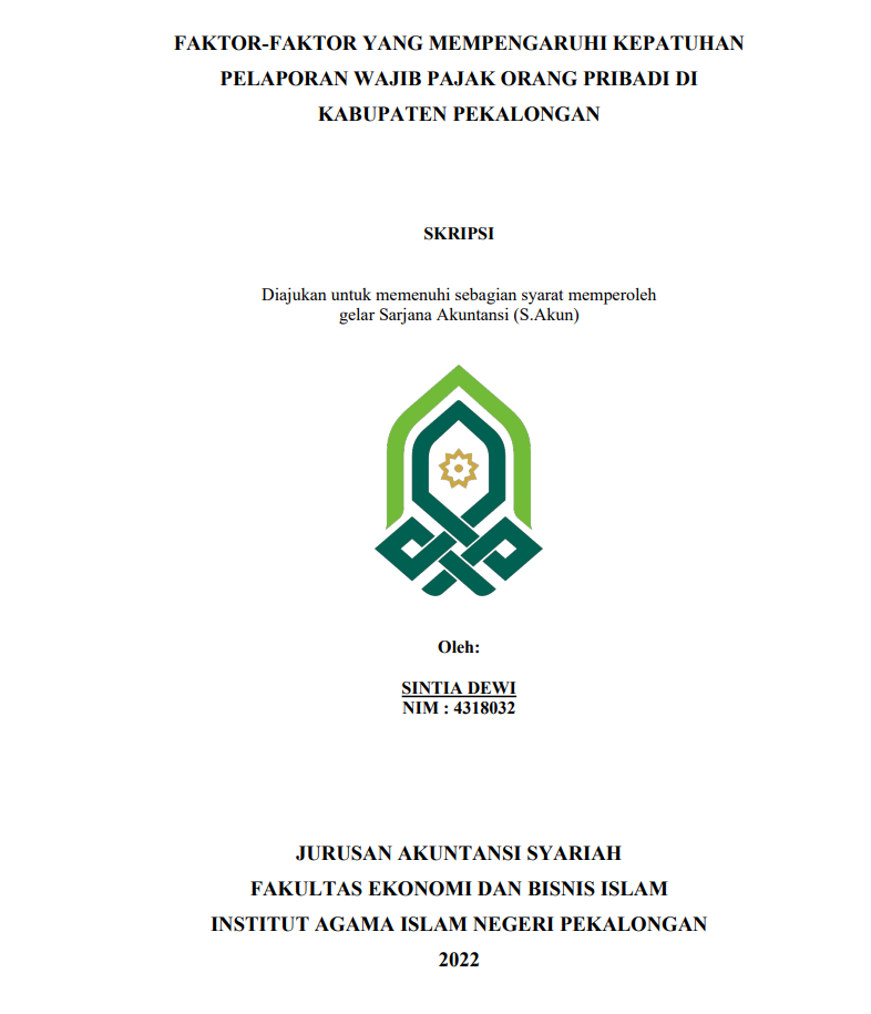 Faktor-Faktor Yang Mempengaruhi Kepatuhan Pelaporan Wajib Pajak Pribadi di Kabupaten Pekalongan