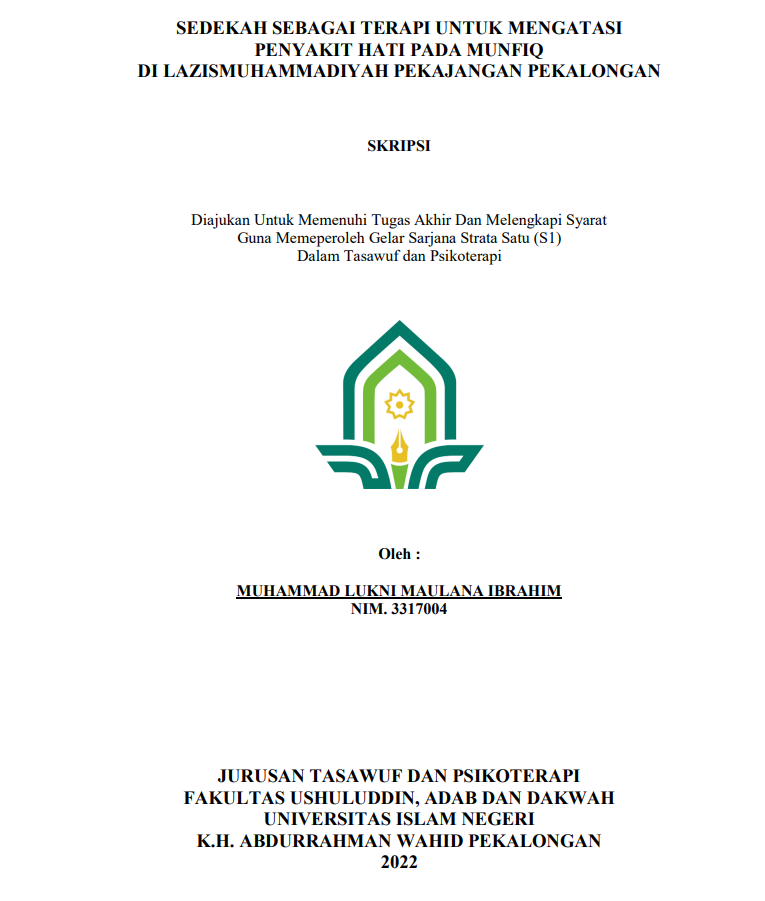 Sedekah sebagai Terapi Untuyk Mengatasi Penyakit Hati pada Munfiq di Lazismuhammadiyah Pekajangan Pekalongan