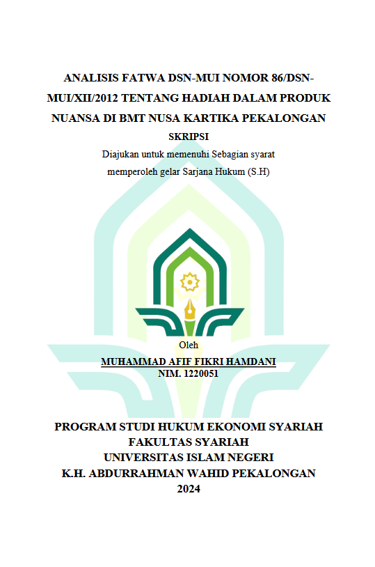 Analisis Fatwa DSN-MUI Nomor 86/DSN-MUI/XII/2012 Tentang Hadiah Dalam Produk Nuansa Di BMT Nusa Kartika Pekalongan