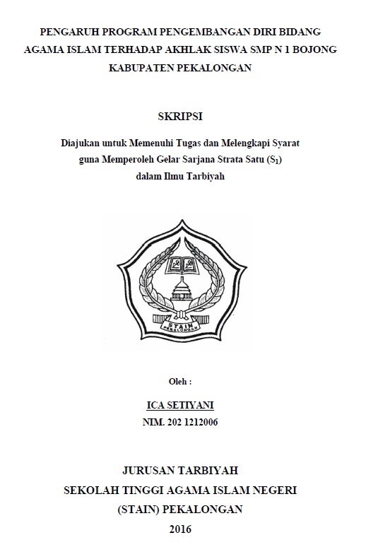 Pengaruh Program Pengembangan Diri Bidang Agama Islam Terhadap Akhlak Siswa SMP N 1 Bojong Kabupaten Pekalongan