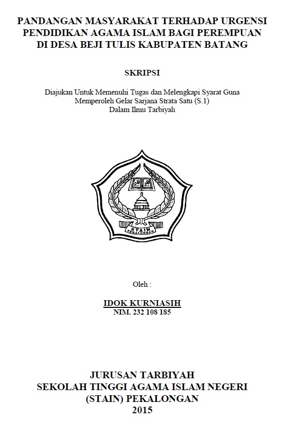 Pandangan Masyarkat Terhadap Urgensi Pendidikan Agama Islam Bagi Perempuan di Desa Beji Tulis Kabupaten Batang