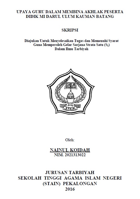 Upaya Guru Dalam Membina Akhlak Peserta Didik Darul Ulum Kauman Batang