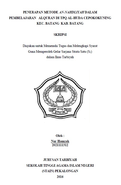 Penerapan Metode an Nahdliyah dalam Pembelajaran al-Qur'an Di TPQ al-Huda Cepoko Kuning Kec. Batang Kab. Batang